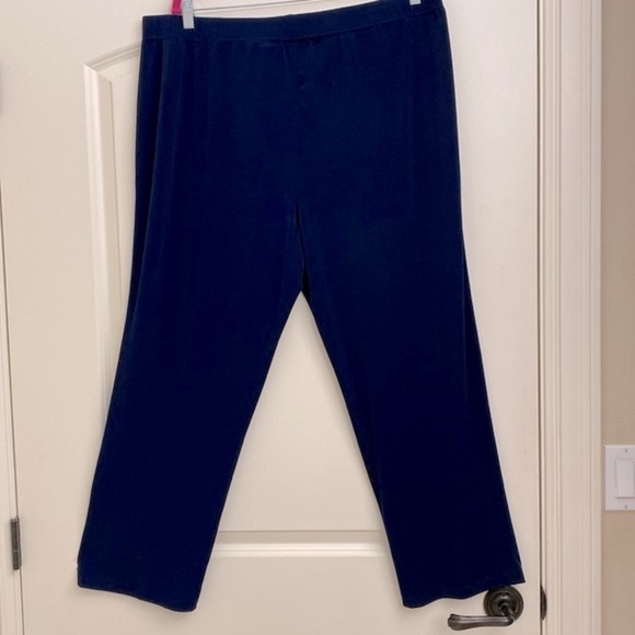 Susan Graver Navy Liquid Knit Pants Womens Plus Size 2XP Slinky stretch straight - Picture 2 of 10
